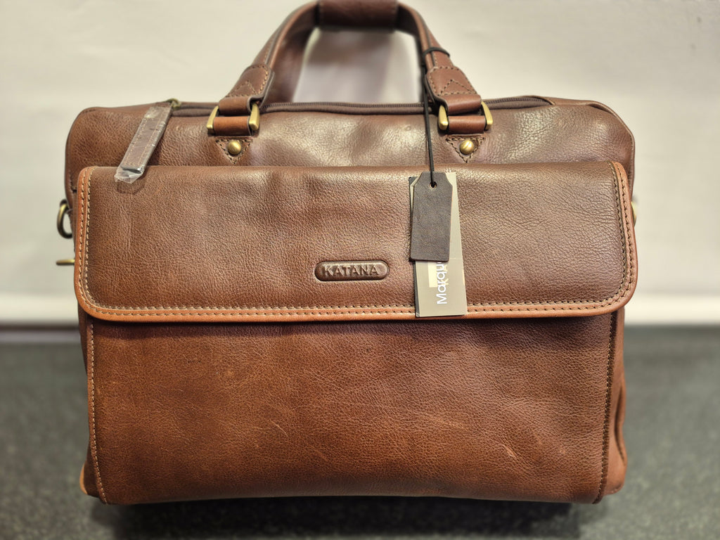 Laptop office leather shoulder bag with handle